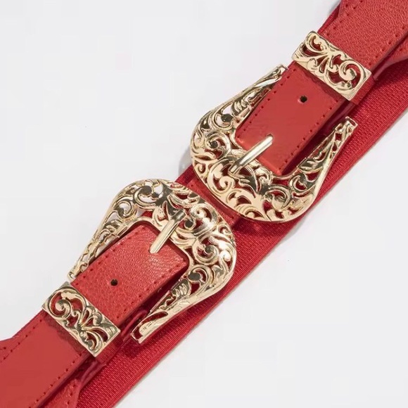 Elegant Women's Belt Set with Gold 2 Buckles - Picture 3 of 6